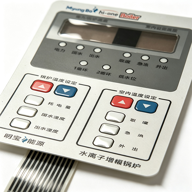 Tactile Flat Type Membrane Switch With LCD Window, Boiler Heater Control Keypad